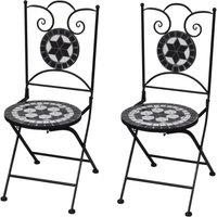 Berkfield Home Folding Bistro Chairs 2 pcs Ceramic Black & White
