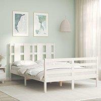 Berkfield Home Bed Frame with Headboard White 140x190 cm Solid Wood