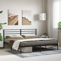 Berkfield Home Metal Bed Frame with Headboard Black 180x200 cm Super King