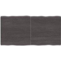 Berkfield Home Table Top Dark Grey 120x60x(2-4) cm Treated Solid Wood Live Edge in Brown