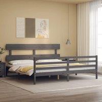Berkfield Home Bed Frame with Headboard Grey 200x200 cm Solid Wood