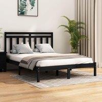 Berkfield Home Bed Frame Black Solid Wood 140x190 cm