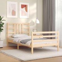 Berkfield Home Bed Frame with Headboard 90x200 cm Solid Wood in Brown