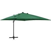 Berkfield Home Cantilever Umbrella with Pole & LED Lights Green 300 cm