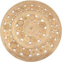 Berkfield Home Area Rug Braided Design Jute 150 cm Round in Beige | Size: 100 cm diameter