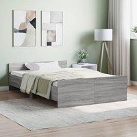 Berkfield Home Bed Frame with Headboard & Footboard Grey Sonoma 120x200 cm | Size: Small Double