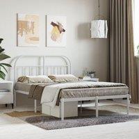 Berkfield Home Metal Bed Frame with Headboard White 120x200 cm | Size: Small Double