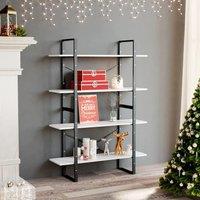 Berkfield Home 4-Tier Book Cabinet White 100x30x140 cm Engineered Wood | Size: 100 x 30 x 140 cm