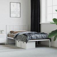 Berkfield Home Metal Bed Frame with Headboard White 90x190 cm Single