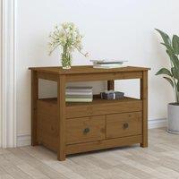 Berkfield Home Coffee Table Honey Brown 71x49x55 cm Solid Wood Pine | Size: 71 x 49 x 55 cm