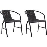 Berkfield Home Garden Chairs 2 pcs Plastic Rattan & Steel 110 kg in Black