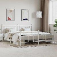 Berkfield Home Metal Bed Frame with Headboard & Footboard White 193x203 cm