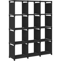 Berkfield Home 12-Cube Display Shelf Black 103x30x141 cm Fabric | Size: 103 x 30 x 141 cm