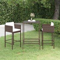 Berkfield Home 3 Piece Garden Bar Set with Cushions Poly Rattan Brown
