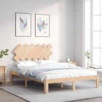 Berkfield Home Bed Frame with Headboard 120x200 cm Solid Wood in Brown