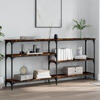 Berkfield Home Console Table Smoked Oak 160x29x75 cm Engineered Wood in Brown | Size: 160 x 29 x 75 cm