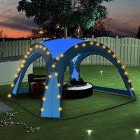 Berkfield Home Party Tent with LED & 4 Sidewalls 3.6x3.6x2.3 m Blue