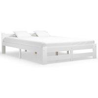 Berkfield Home Bed Frame White Solid Pine Wood 140x200 cm