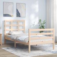 Berkfield Home Bed Frame with Headboard 90x200 cm Solid Wood in Brown