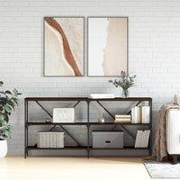 Berkfield Home Console Table Brown Oak 160x30x75 cm Engineered Wood & Iron | Size: 160 x 30 x 75 cm