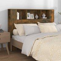Berkfield Home Headboard Cabinet Smoked Oak 140x18.5x104.5 cm in Brown
