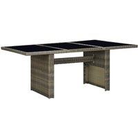 Berkfield Home Garden Table Brown Poly Rattan & Tempered Glass
