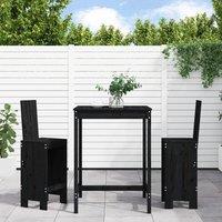 Berkfield Home 3 Piece Garden Bar Set Black Solid Wood Pine