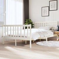 Berkfield Home Bed Frame White Solid Wood 120x200 cm | Size: Small Double