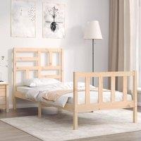 Berkfield Home Bed Frame with Headboard 90x200 cm Solid Wood in Brown