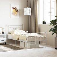 Berkfield Home Metal Bed Frame with Headboard & Footboard White 90x190 cm Single