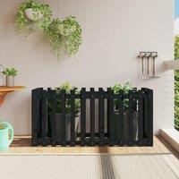 Berkfield Home Garden Raised Bed with Fence Design Black 150x50x70 cm Solid Wood Pine | Size: 150 x 50 x 70 cm