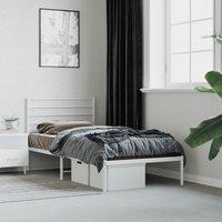 Berkfield Home Metal Bed Frame with Headboard White 90x200 cm