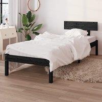 Berkfield Home Bed Frame Black Solid Wood Pine 90x190 cm Single