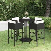 Berkfield Home 5 Piece Garden Bar Set with Cushions Poly Rattan Black