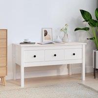 Berkfield Home Coffee Table White 102x49x55 cm Solid Wood Pine | Size: 102 x 49 x 55 cm