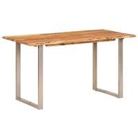 Berkfield Home Dining Table 140x70x76 cm Solid Acacia Wood in Brown | Size: 140 x 70 x 76 cm