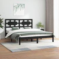 Berkfield Home Bed Frame Black Solid Wood Pine 200x200 cm