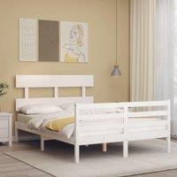 Berkfield Home Bed Frame with Headboard White Small Double Solid Wood