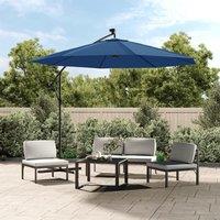 Berkfield Home Cantilever Umbrella with LED Lights & Steel Pole 300 cm Azure in Blue