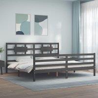 Berkfield Home Bed Frame with Headboard Grey 200x200 cm Solid Wood