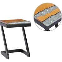 Berkfield Home Coffee Table 30x30x50 cm Solid Teak Wood & Polyresin | Size: 30 x 30 x 50 cm