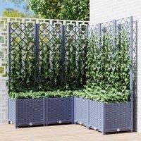 Berkfield Home Garden Planter with Trellis Dark Grey 120x120x136 cm PP | Size: 120 x 120 x 136 cm