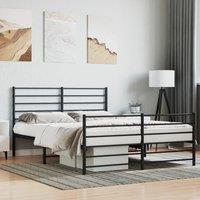 Berkfield Home Metal Bed Frame with Headboard & Footboard Black 140x190 cm