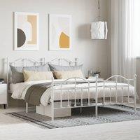 Berkfield Home Metal Bed Frame with Headboard & Footboard White 183x213 cm