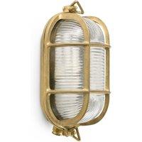 Netlighting Cabo 1 Light Outdoor Bulkhead Wall Light Brass IP65 E27 in Yellow
