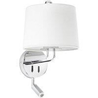 Netlighting Montreal Chrome White Shade Wall Lamp With Reading Light in Grey