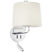 Netlighting Montreal Chrome Beige Shade Wall Lamp With Reading Light in Grey