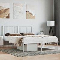 Berkfield Home Metal Bed Frame with Headboard White 120x200 cm | Size: Small Double