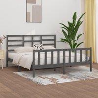 Berkfield Home Bed Frame Grey Solid Wood Pine 200x200 cm