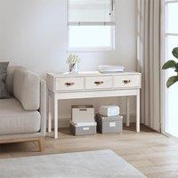 Berkfield Home Console Table White 114x40x75 cm Solid Wood Pine | Size: 114 x 40 x 75 cm